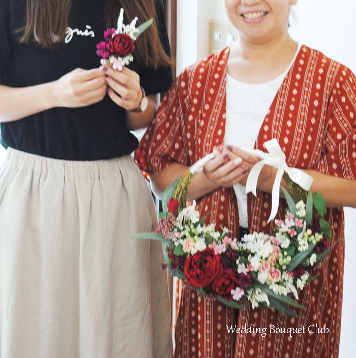 母と娘の三日月リースブーケ