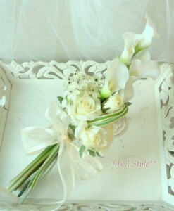 【造花/シルクフラワー】 SKB43:アームブーケ カラーとバラのアームブーケ