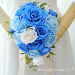 プリザーブドフラワーのティアドロップブーケ青 プリザーブドフラワーのティアドロップブーケ