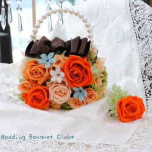 pb4056 ジャスミンとバラのバッグブーケ・プリザーブドフラワー