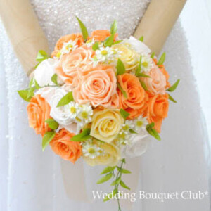 pb4094- バラとマトリカリアのブーケ・プリザーブドフラワー